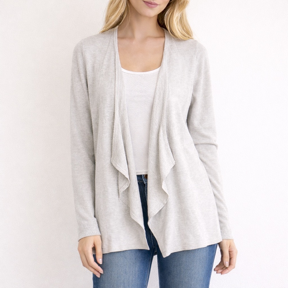 Lilly Pulitzer Cashmere Dustin Gray Open Front Draped Cardigan Sweater XS